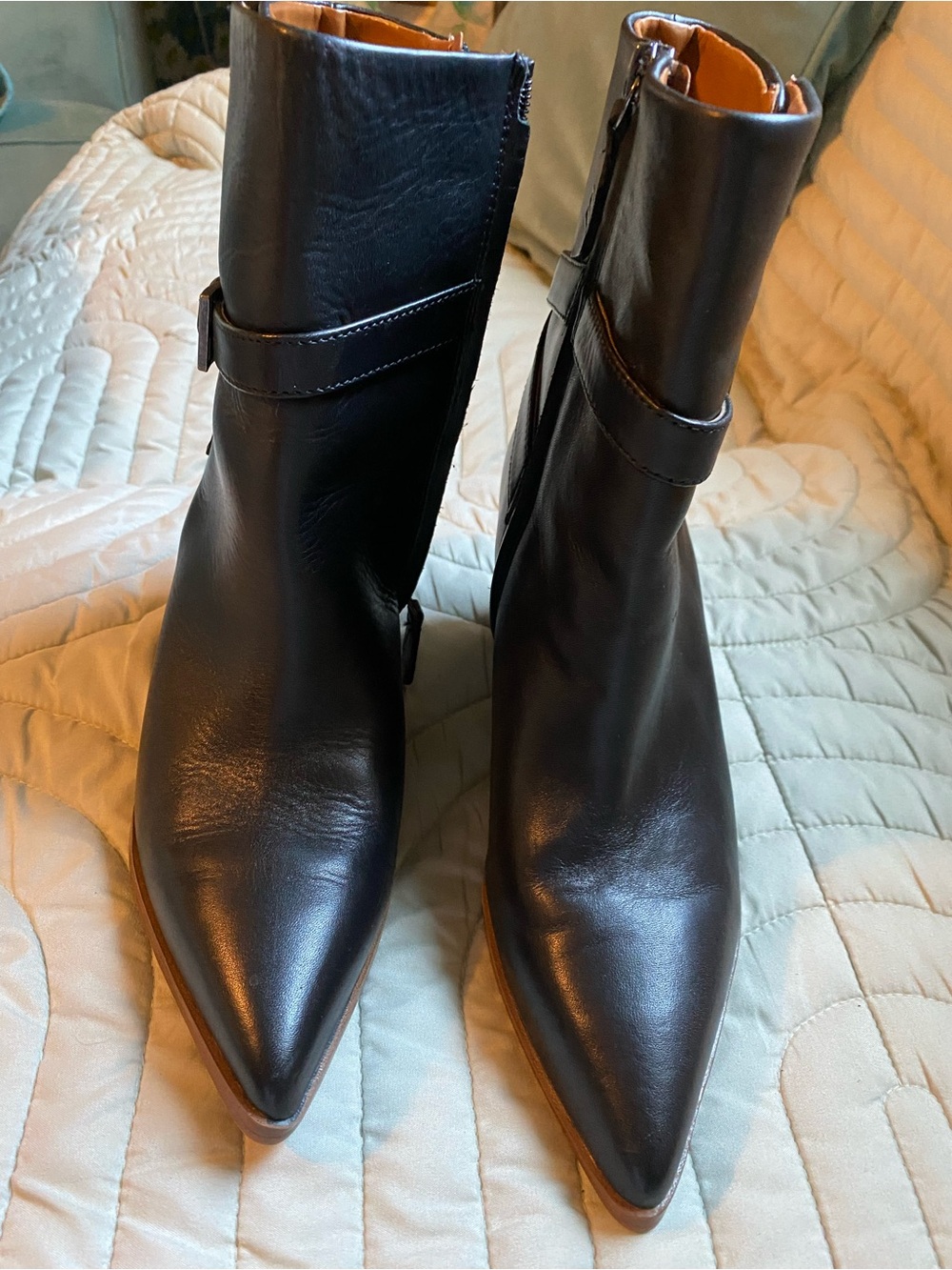 SARTO By Franco Sarto Black Pointed Leather Ankle Booties